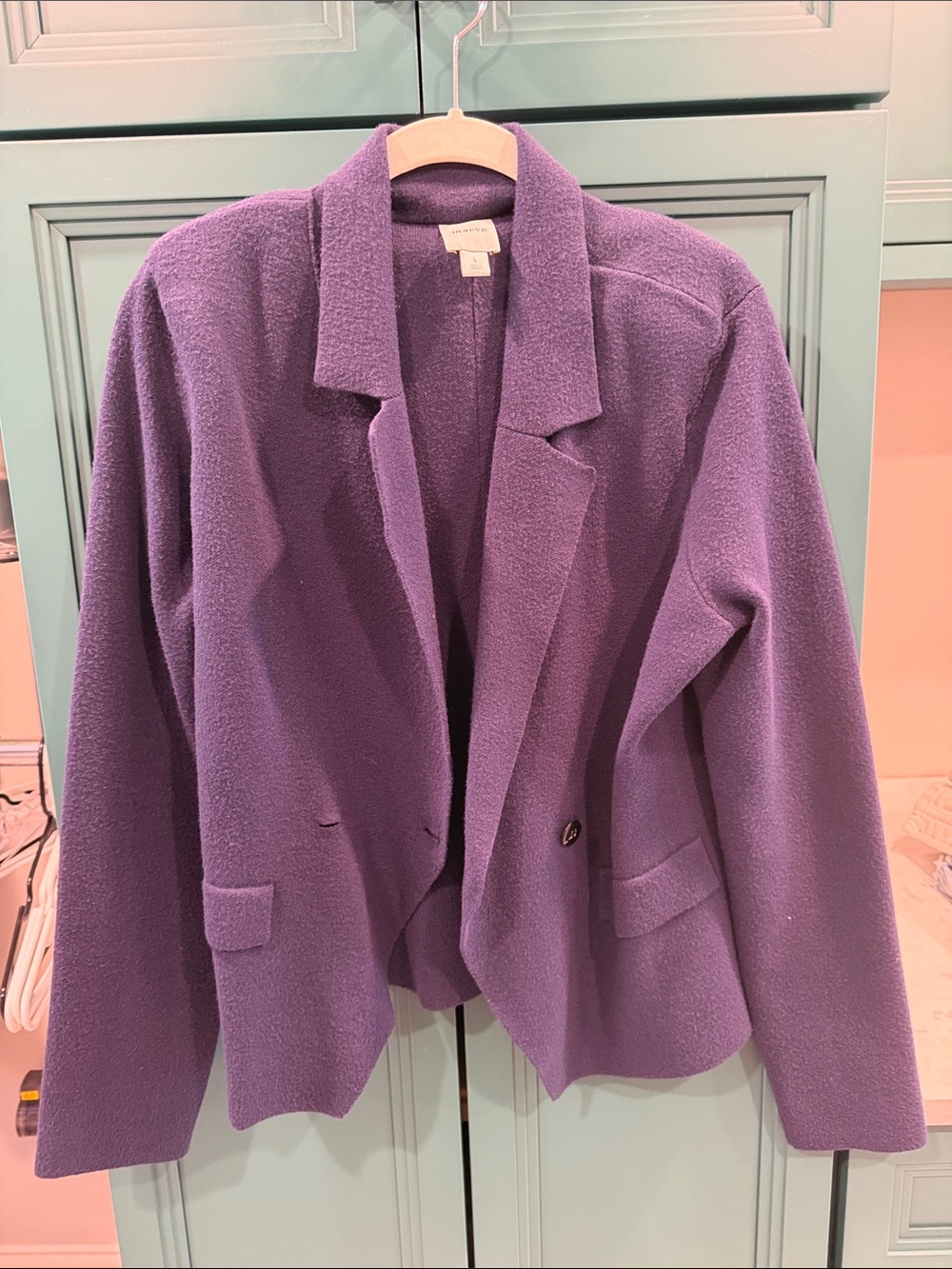 Anthropologie Women’s Navy sweater Blazer with Shoulder Pads
